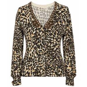 Blumarine Vintage Foil & Beaded Collar Leopard Printed Cardigan